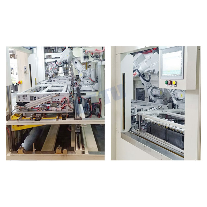 “一鍵式換?！比⒈Ｗo通用流水線型門板機器人超聲波焊接與熱鉚混合設備